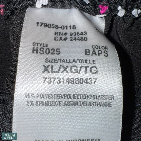 HeartSoul Love Always Black Scrub Pants XL Low Rise Stretch Drawstring Workwear - Picture 13 of 14